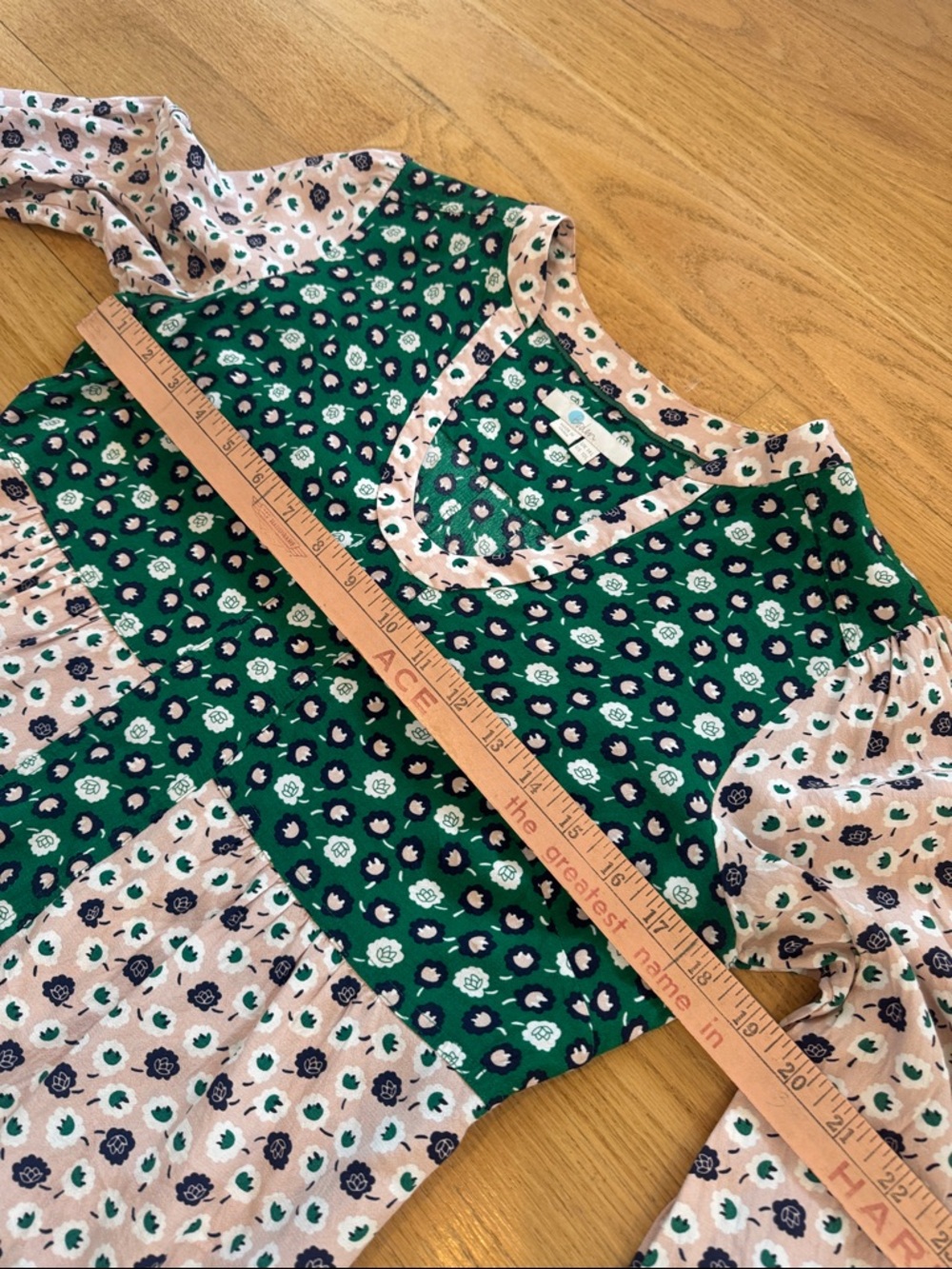 Boden Mollie floral panel ress - Green & Light Pink, size 10 long - Picture 7 of 12